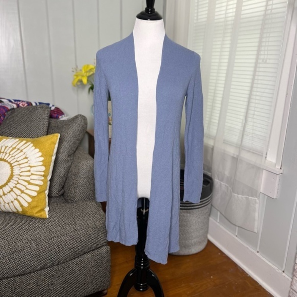 Eileen Fisher blue long sleeve open front cardigan A9-15